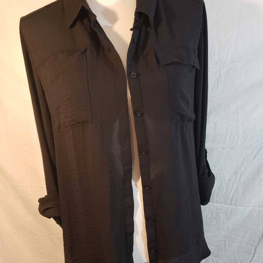 a.n.a LS black light weight blouse (long) XL